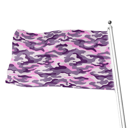 Pink Purple And Grey Camouflage Print Flag