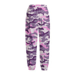 Pink Purple And Grey Camouflage Print Fleece Lined Knit Pants