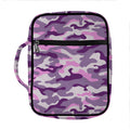 Pink Purple And Grey Camouflage Print Front Pocket Bible Bag