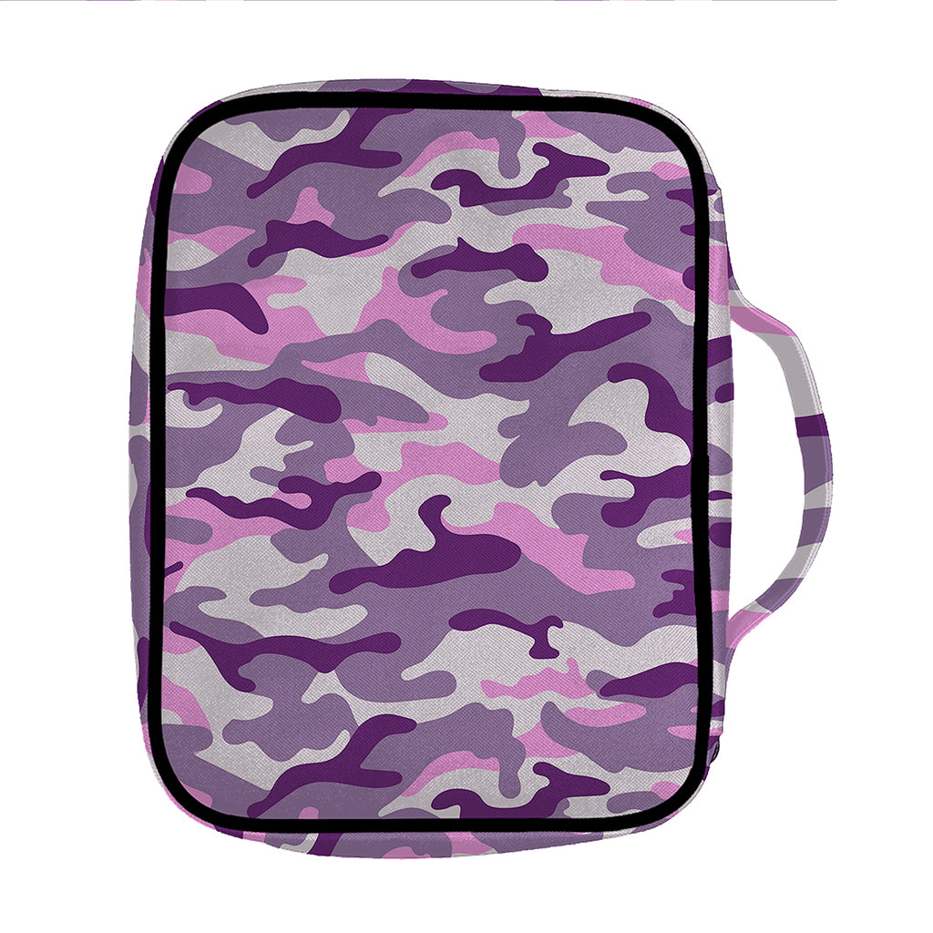 Pink Purple And Grey Camouflage Print Front Pocket Bible Bag