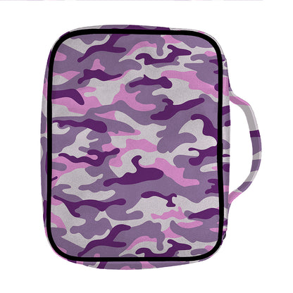 Pink Purple And Grey Camouflage Print Front Pocket Bible Bag