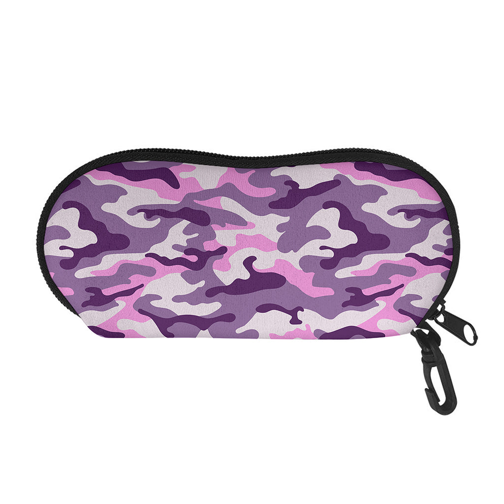 Pink Purple And Grey Camouflage Print Glasses Case