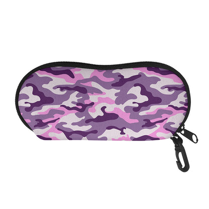 Pink Purple And Grey Camouflage Print Glasses Case