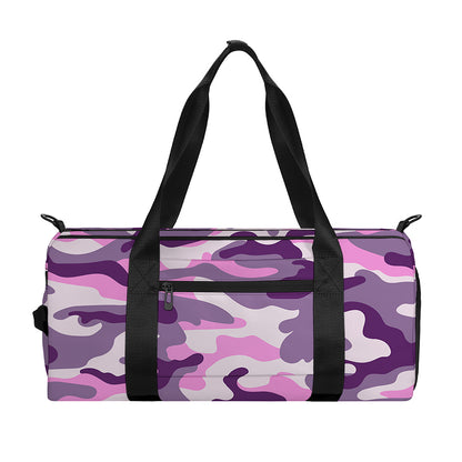 Pink Purple And Grey Camouflage Print Gym Bag