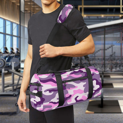 Pink Purple And Grey Camouflage Print Gym Bag