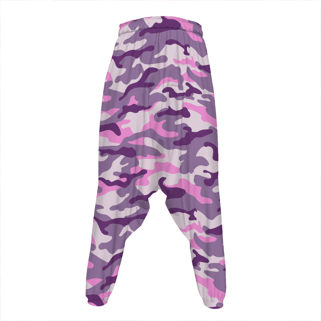 Pink Purple And Grey Camouflage Print Hammer Pants
