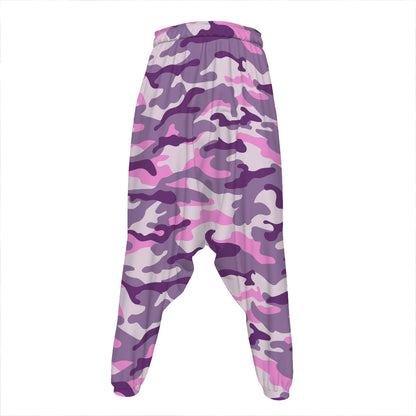Pink Purple And Grey Camouflage Print Hammer Pants