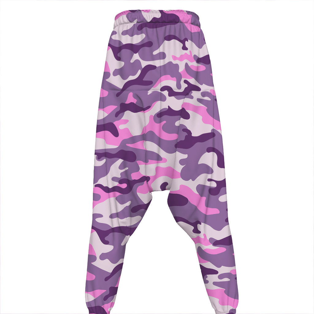 Pink Purple And Grey Camouflage Print Hammer Pants