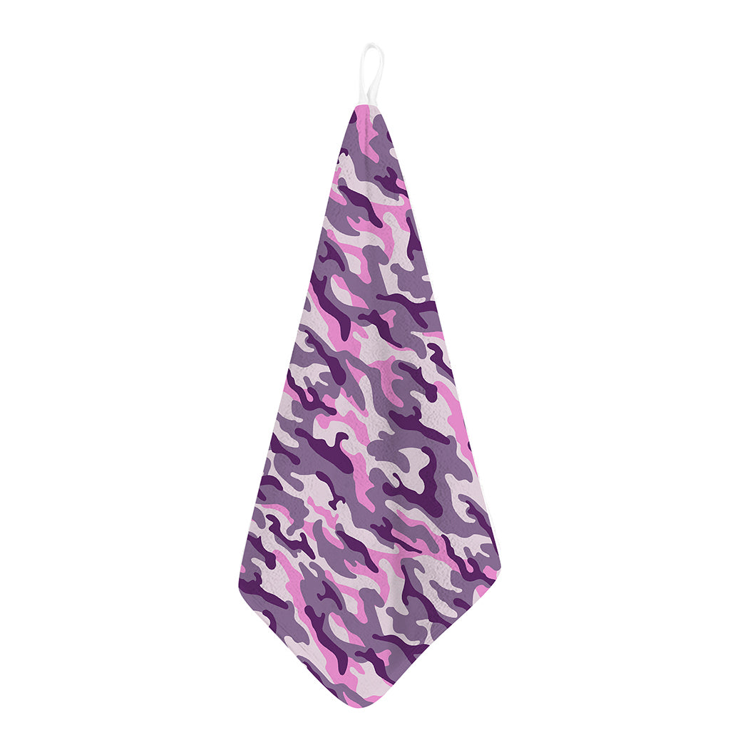 Pink Purple And Grey Camouflage Print Hand Towel