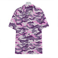 Pink Purple And Grey Camouflage Print Hawaiian Shirt