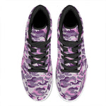 Pink Purple And Grey Camouflage Print High Top Leather Sneakers