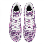 Pink Purple And Grey Camouflage Print High Top Leather Sneakers