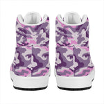 Pink Purple And Grey Camouflage Print High Top Leather Sneakers