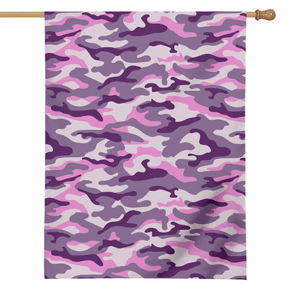 Pink Purple And Grey Camouflage Print House Flag