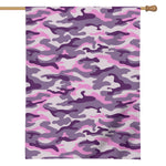 Pink Purple And Grey Camouflage Print House Flag