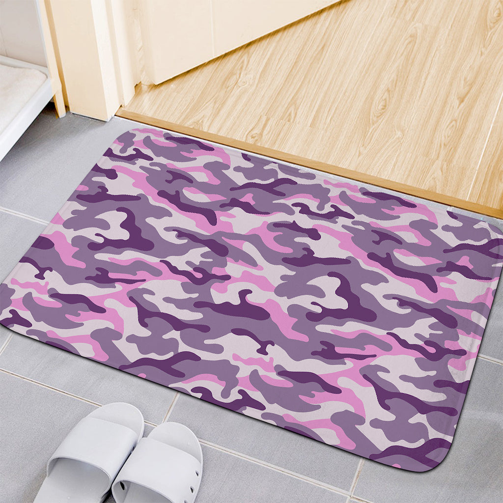 Pink Purple And Grey Camouflage Print Indoor Door Mat