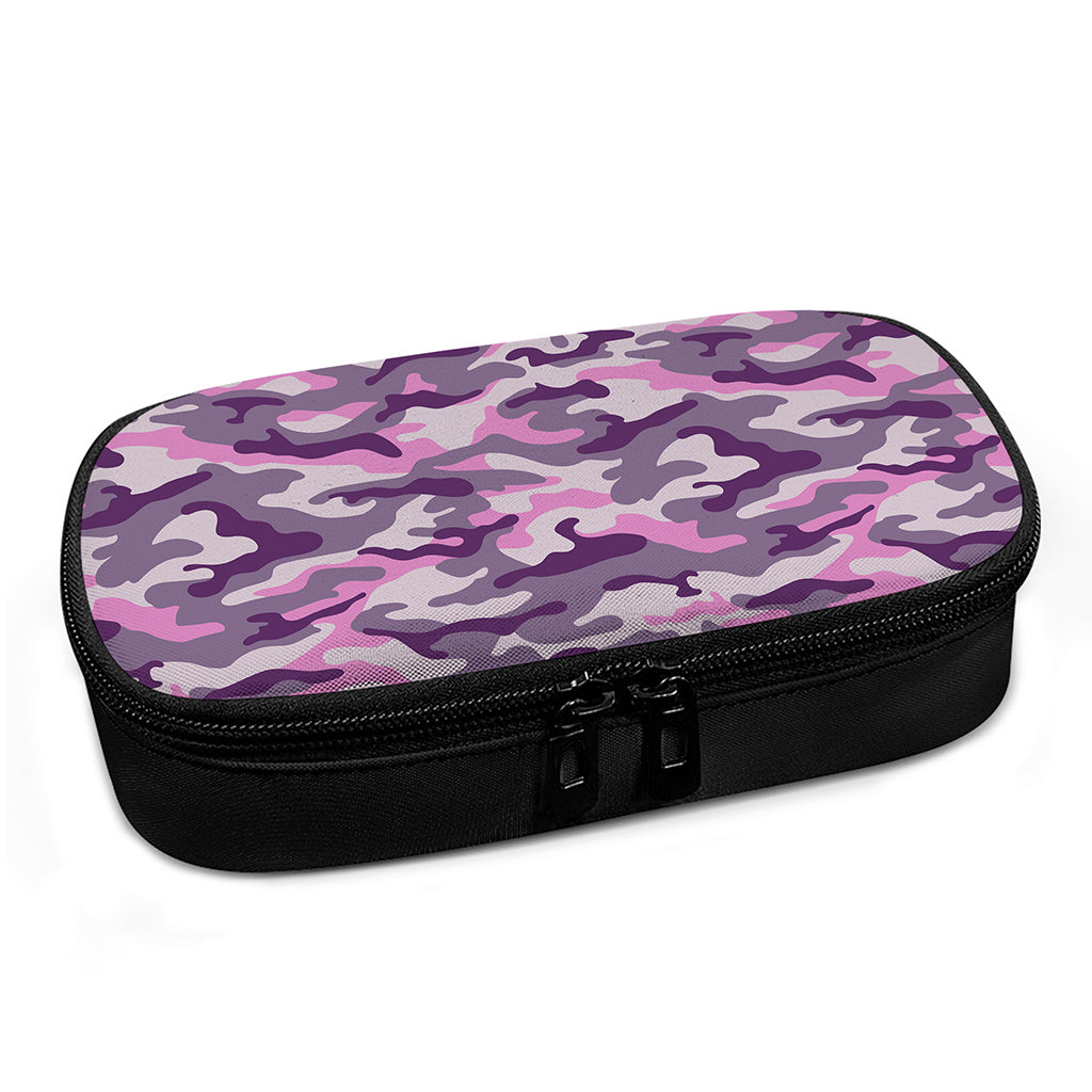Pink Purple And Grey Camouflage Print Insulin Cooler Travel Case