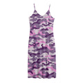 Pink Purple And Grey Camouflage Print Jersey Midi Cami Dress