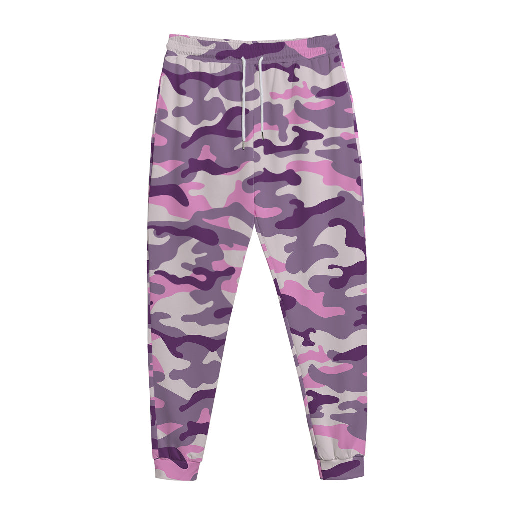 Pink Purple And Grey Camouflage Print Jogger Pants