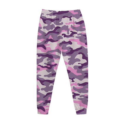 Pink Purple And Grey Camouflage Print Jogger Pants