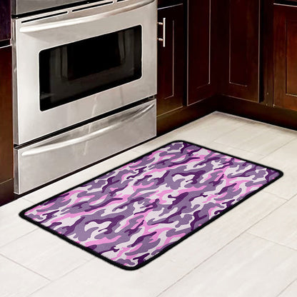 Pink Purple And Grey Camouflage Print Kitchen Mat