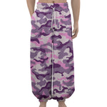 Pink Purple And Grey Camouflage Print Lantern Pants