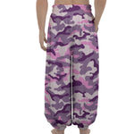 Pink Purple And Grey Camouflage Print Lantern Pants