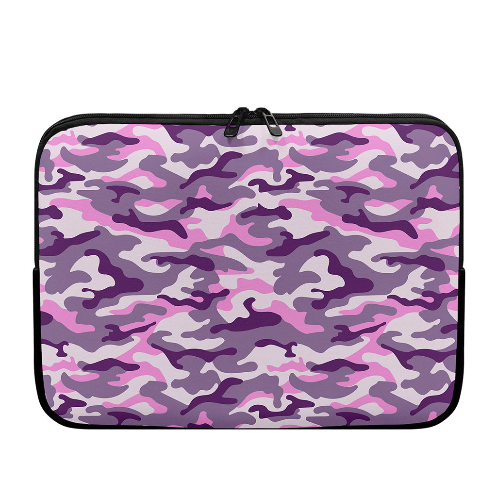Pink Purple And Grey Camouflage Print Laptop Sleeve
