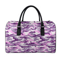 Pink Purple And Grey Camouflage Print Leather Duffel Bag