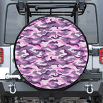 Pink Purple And Grey Camouflage Print Leather Spare Tire Cover