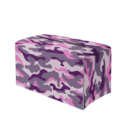 Pink Purple And Grey Camouflage Print Leather Tissue Box Cover