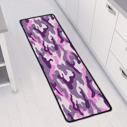 Pink Purple And Grey Camouflage Print Long Kitchen Mat
