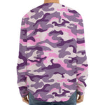 Pink Purple And Grey Camouflage Print Long Sleeve Baseball Jersey