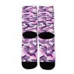 Pink Purple And Grey Camouflage Print Long Socks