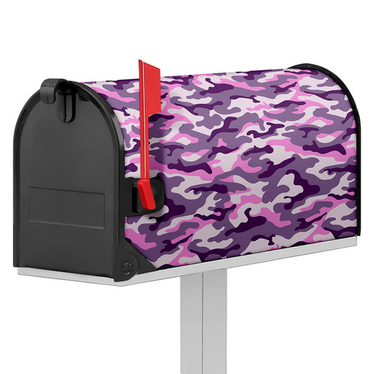 Pink Purple And Grey Camouflage Print Mailbox Cover