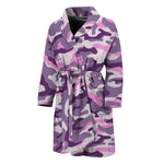 Pink Purple And Grey Camouflage Print Men's Bathrobe