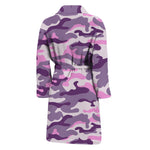 Pink Purple And Grey Camouflage Print Men's Bathrobe