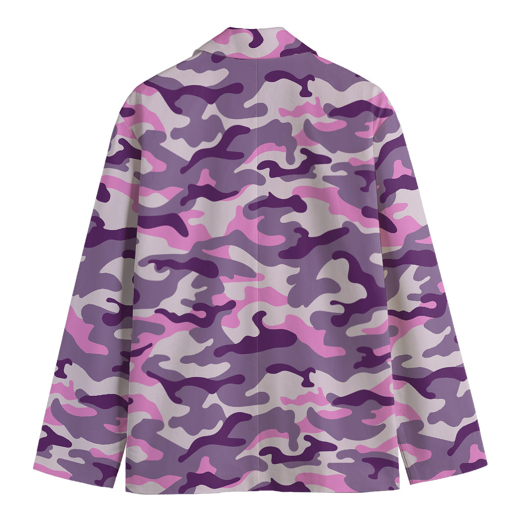 Pink Purple And Grey Camouflage Print Men's Blazer