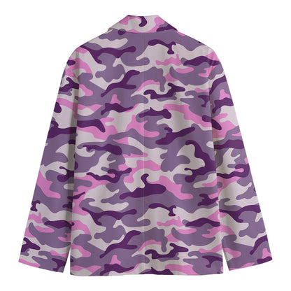 Pink Purple And Grey Camouflage Print Men's Blazer