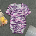 Pink Purple And Grey Camouflage Print Men's Bodysuit