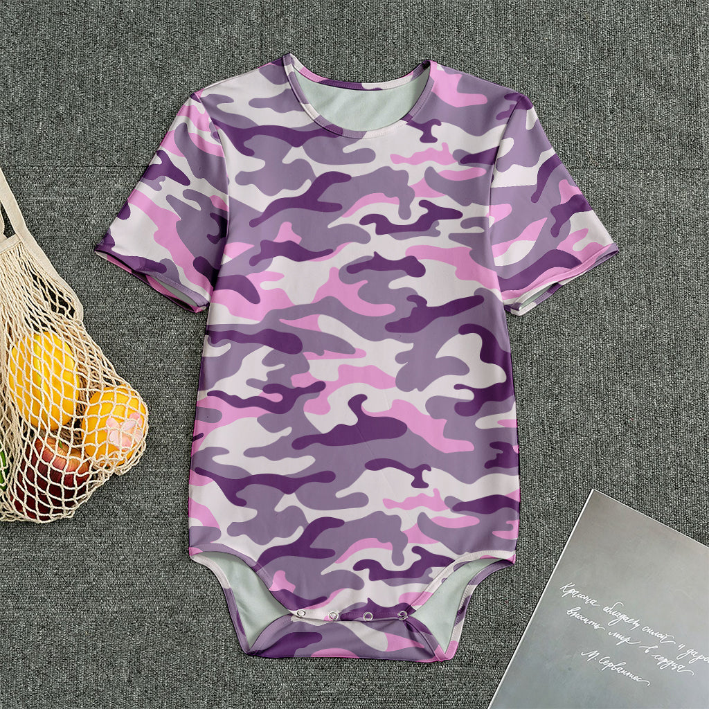 Pink Purple And Grey Camouflage Print Men's Bodysuit