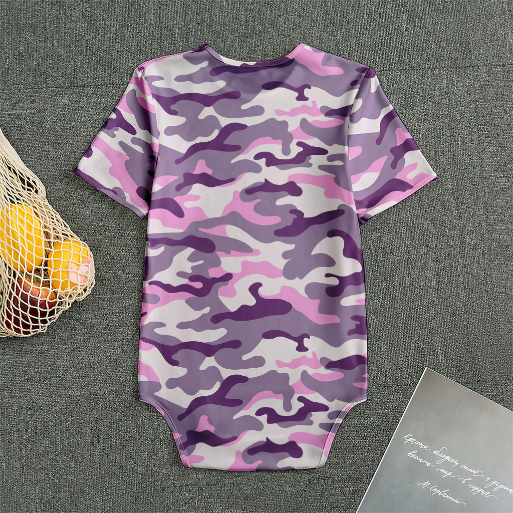 Pink Purple And Grey Camouflage Print Men's Bodysuit