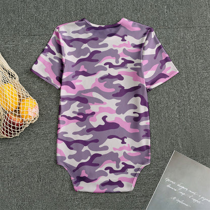 Pink Purple And Grey Camouflage Print Men's Bodysuit