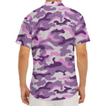 Pink Purple And Grey Camouflage Print Men's Deep V-Neck Shirt