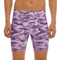 Pink Purple And Grey Camouflage Print Men's Long Boxer Briefs