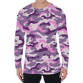 Pink Purple And Grey Camouflage Print Men's Long Sleeve T-Shirt
