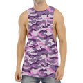 Pink Purple And Grey Camouflage Print Men's Muscle Tank Top