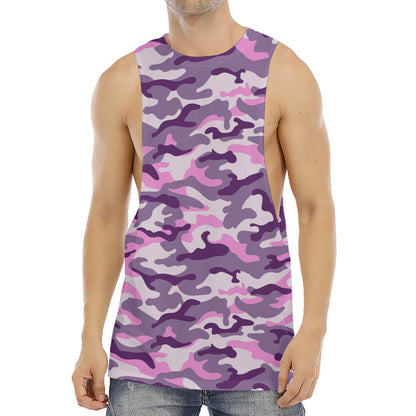 Pink Purple And Grey Camouflage Print Men's Muscle Tank Top