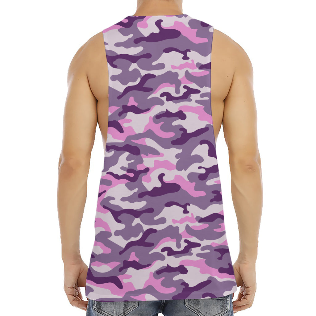 Pink Purple And Grey Camouflage Print Men's Muscle Tank Top