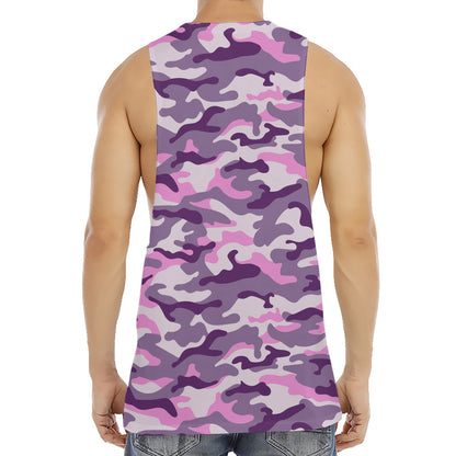 Pink Purple And Grey Camouflage Print Men's Muscle Tank Top